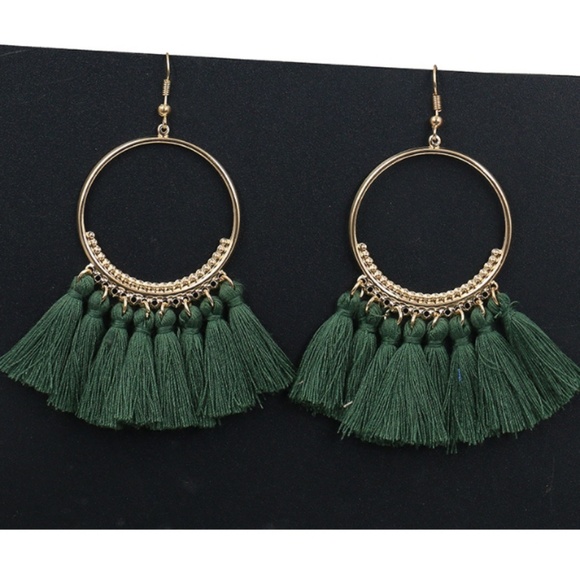 boho gypsy Tassel earrings Jewelry - Gypsy Bohemian Spanish Vibe Tassel Hoop Earrings